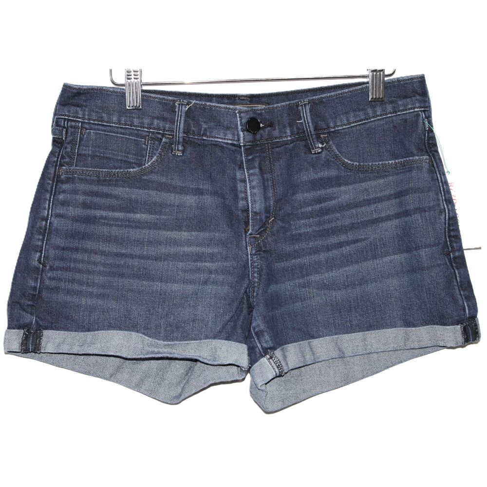 Womens Abercrombie & Fitch Blue Denim Distressed Mid Rise Jean Shorts Size 27 4